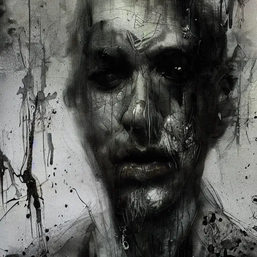 Prompt: man stealing dreams from another man by emil melmoth zdzislaw belsinki craig mullins yoji shinkawa realistic render ominous detailed photo atmospheric by jeremy mann francis bacon and agnes cecile ink drips paint smears digital glitches glitchart