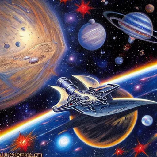 Prompt: Liminal space in outer space by Jeff Easley