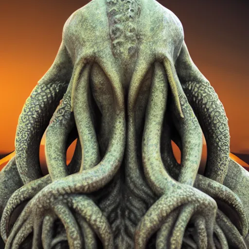 Image similar to 8 k hd detailed octane render of a statue in honor of cthulhu