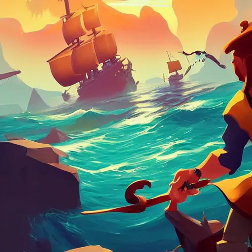 Image similar to painting treasure on sea of thieves game smooth median photoshop filter cutout vector, behance hd by jesper ejsing, by rhads, makoto shinkai and lois van baarle, ilya kuvshinov, rossdraws global illumination