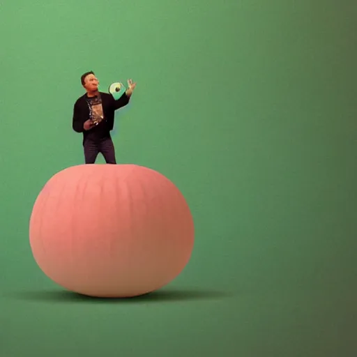 Image similar to elon musk as a melon, hyperrealistic, claymation, volumetric lighting, 3 5 mm film still, concept art