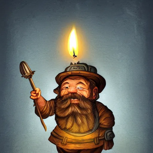 Prompt: artwork of a dwarf miner holding a candle lantern. fantasy digital art, highly detailed