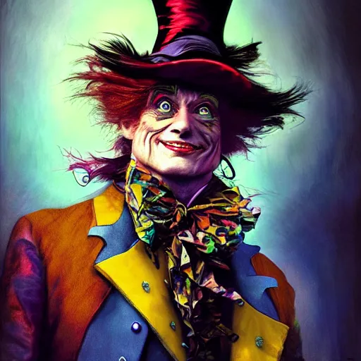 Image similar to the mad hatter by android jones, trending on artstation