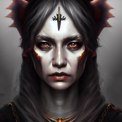 Prompt: high priestess of chaos, semi-realistic, highly detailed, digital painting, artstation, concept art, smooth, sharp focus, illustration