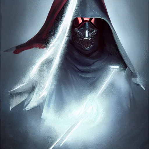 Prompt: self portrait of a specter. Full body with hooded cape and body armor, digital art, realistic, ultradetailed, concept art in the style of A new Hope, art by greg rutkowski and thomas kinkade, trending on artstation, devianart, cgsociety