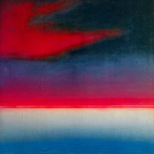 Image similar to the epic abstract painting'blue arctic void with black and red aurora borealis ', by caspar david friedrich!!!, by rothko!!!, stunning masterpiece, trending on artstation