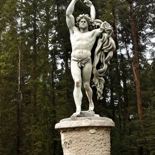 Image similar to Dionysus statue in forest