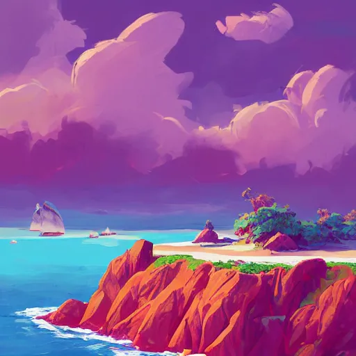 Prompt: a beautiful island in the middle of the ocean where pirates stand when they are not on their ship, it's a beautiful day, by Sylvain Sarrailh, by Sylvain Sarrailh
