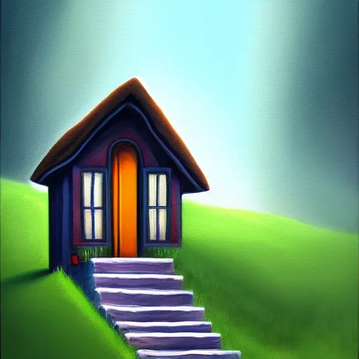 Image similar to a painting of a notepad that is also a door to a cottage in the woods, trending on artstation, detailed digital art, aesthetic!!!!,