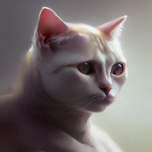 Prompt: humanoid cat feline hybrid, concept art oil painting, portrait ethereal by jama jurabaev, greg rutkowski extremely detailed, brush hard, artstation, soft light