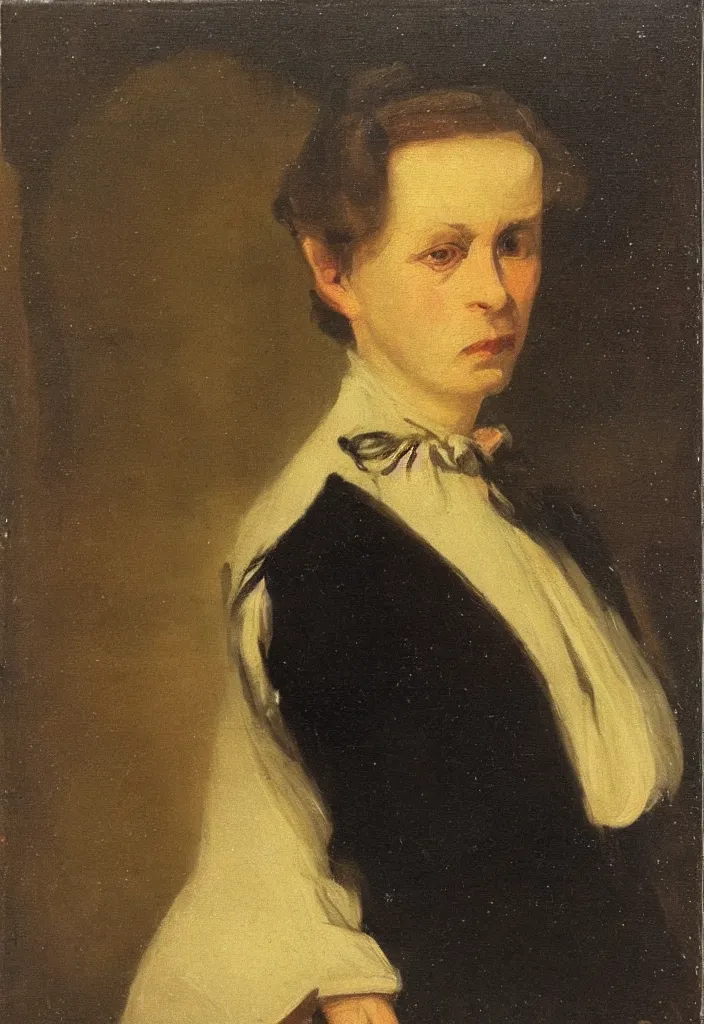 Image similar to aristocrat portrait, night, ilsted, oil on canvas