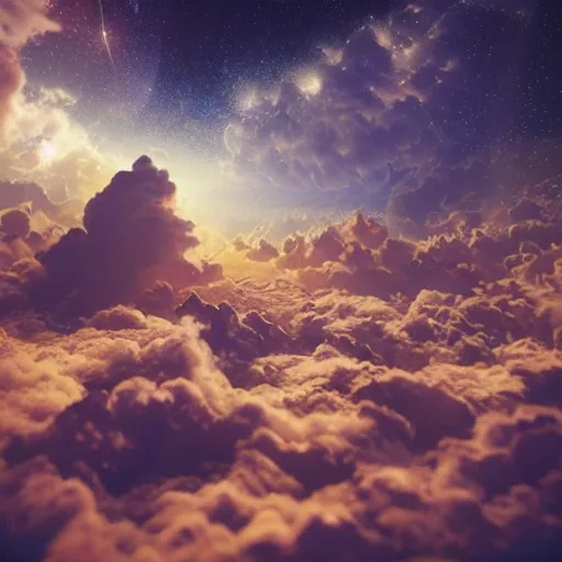 Prompt: the heavens above, 4 k, intricate detailed, jaw dropping, gorgeous, surreal, octane render