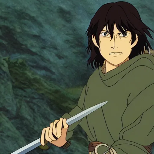 Prompt: aragorn from the anime lord of the rings (1986), studio ghibli