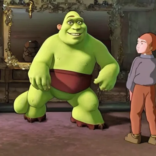 Image similar to shrek cameo in spirited away