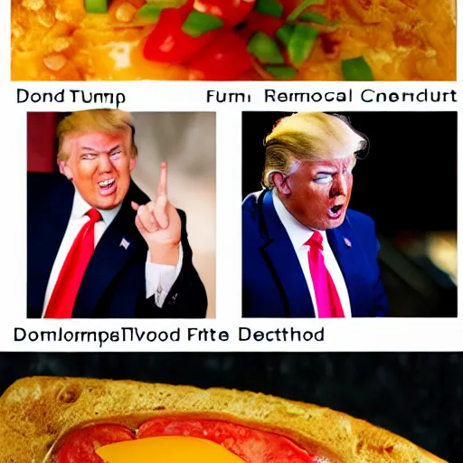 Image similar to Donald Trump anthropomorphic omelette, food photography