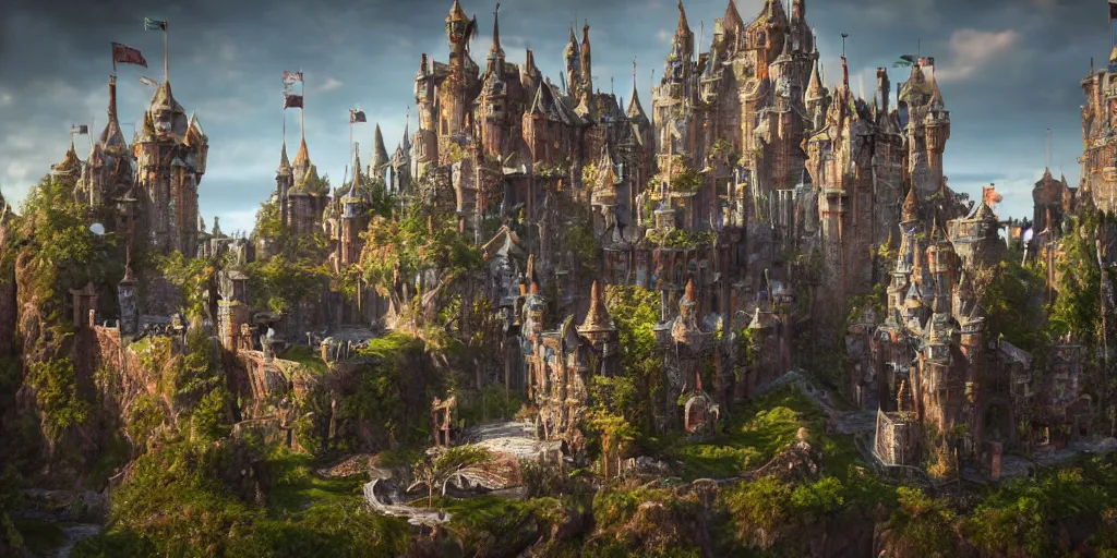 Image similar to a fantasy castle, extremely detailed, unreal 5 render, fantasy digital art, octane render, beautiful composition, trending on artstation, award-winning photograph, masterpiece