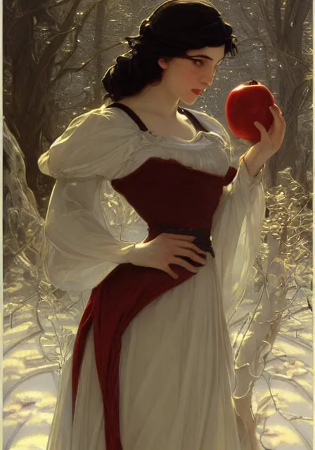 Prompt: snow white dance, intricate, elegant, highly detailed, digital painting, artstation, concept art, smooth, sharp focus, illustration, art by artgerm and greg rutkowski and alphonse mucha and william - adolphe bouguereau