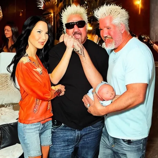 Image similar to olivia munn and guy fieri holding their baby