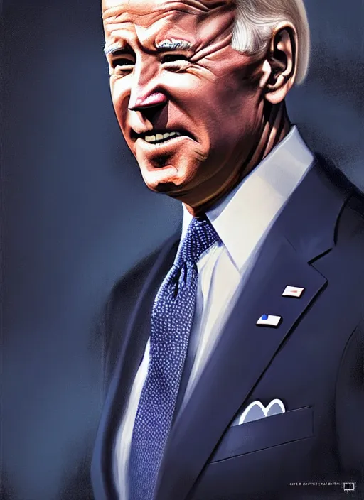 Image similar to photo of joe biden in the style of stefan kostic, realistic, sharp focus, 8 k high definition, insanely detailed, intricate, elegant, art by stanley lau and artgerm