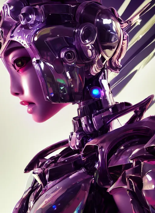 Image similar to a highly detailed portrait of a kpop idol mecha lady in spiked cyberpunk bioarmor trending on artstation by yoshitake amano, holographic undertones, 3 d cg, octane rendered, futuristic, 2 k aesthetic, dramatic lighting, 4 k