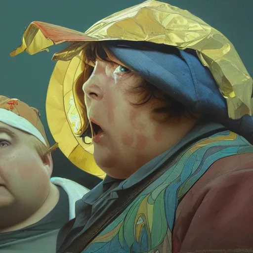 Prompt: cartman, greg rutkowski and alphonse mucha, extreme detail, ultra hd, super - resolution