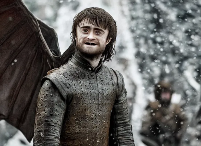 Image similar to daniel radcliffe in game of thrones, live action film, cinematic photo, clear hd image