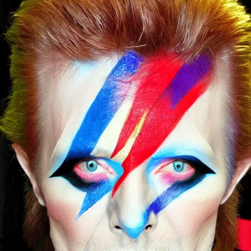 Prompt: David Bowie facepaint watercolor