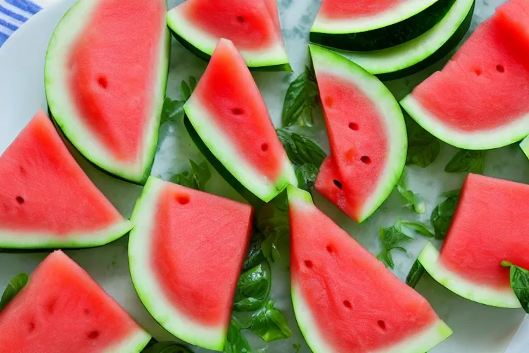 Image similar to watermelon and swiss cheese aspic, food photography,