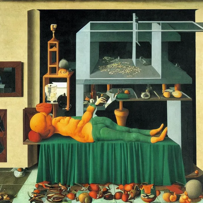 Image similar to obituary for an alchemist. painting by uccello paolo, rene magritte