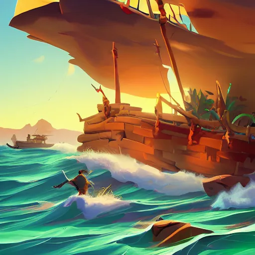 Image similar to painting treasure on sea of thieves game smooth median photoshop filter cutout vector, behance hd by jesper ejsing, by rhads, makoto shinkai and lois van baarle, ilya kuvshinov, rossdraws global illumination