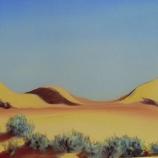 Image similar to a painting of a landscape in the desert by bob ross