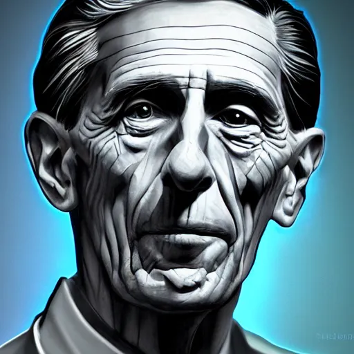 Prompt: The mighty kingly claude shannon father of cybernetics and artificial intelligence, highly detailed, award winning art, featured on art station