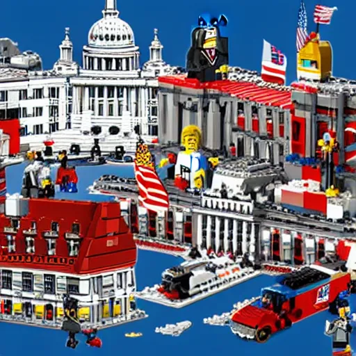 Prompt: concept art for a new 2 0 2 0 united states election lego set