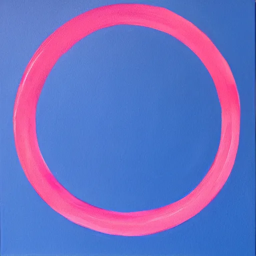 Prompt: minimalistic painting red background with pink circle