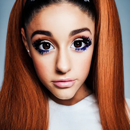 Prompt: Portrait of Ariana Grande with enormous Anime eyes, vogue, perfect face, intricate, Sony a7R IV, symmetric balance, polarizing filter, Photolab, Lightroom, 4K, Dolby Vision, Photography Award