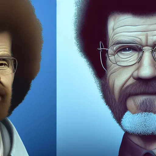 Image similar to Bob Ross is Walter White, hyperdetailed, artstation, cgsociety, 8k