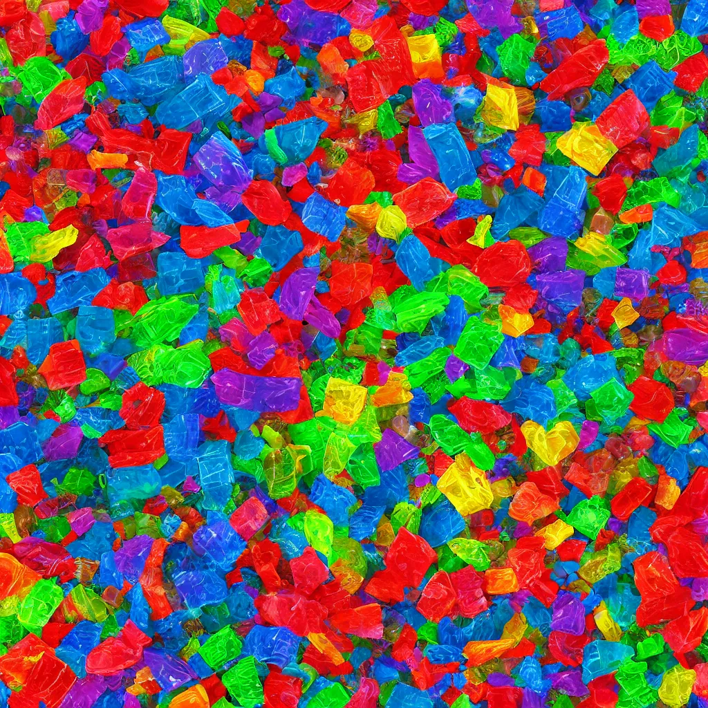 Image similar to a texture of colorful recycled plastic texture, Sustainable Materials, texture for 3d, PET, HDPE, LDPE, PP, PS, PVC, pbr, pbr texture, cg, 3d, rendering, unreal engine