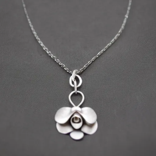 Image similar to silver necklace, realistic, orchid