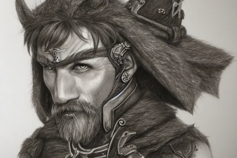 Prompt: a hyperrealistic pencil drawing of a D&D character by Pen Tecula