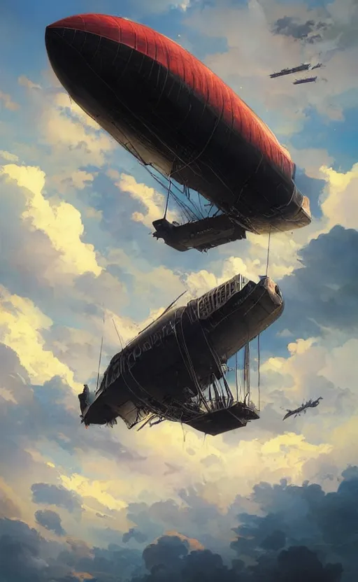 Prompt: a beautiful artwork illustration, airship hovering around breathtaking clouds, high contrast, high contrast, high contrast, vibrant colors, vivid colors, high saturation, by Greg Rutkowski and Jesper Ejsing and Raymond Swanland, featured on artstation, wide angle, vertical orientation