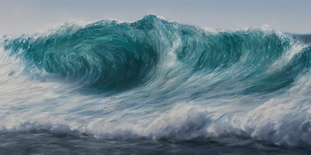 Image similar to wave, cinematic lighting, detailed oil painting, hyperrealistic, 8k