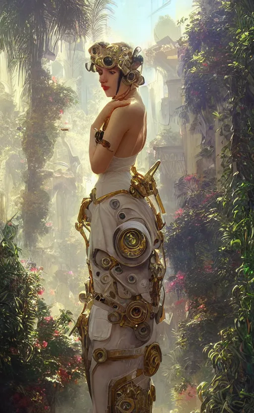 Image similar to hyper realistic time machine, cyberpunk, design on white background, beautiful details, lush foliage cyberpunk, gold, drawn by john singer sargent, tom bagshaw, norman rockwell, alphonso mucha, lolish, trending on artstation