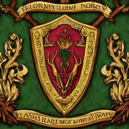 Image similar to A coat of arms for an Elven family, forests, nobility, high detail, fantasy inspired, upscaled, 8k resolution, award winning,