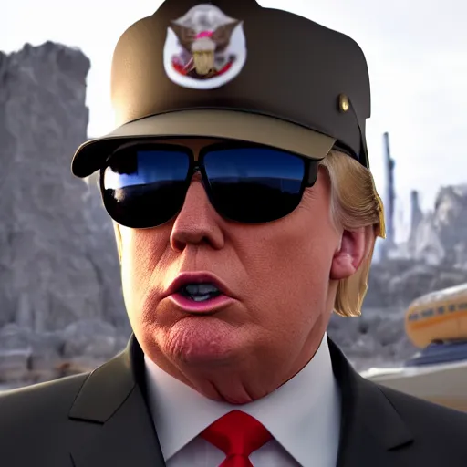 Donald Trump Wearing Sunglasses And Military Helmet, | Stable Diffusion ...