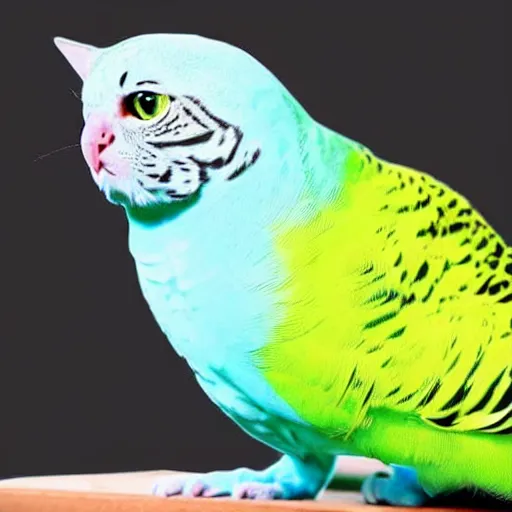 Image similar to a feline budgerigar - cat - hybrid, animal photography