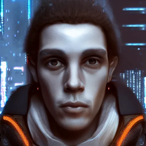 Image similar to portrait of gofrid yeger, cyberpunk style, ultra realistic, 4 k