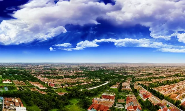 Image similar to panorama of a perfect cloudless blue sky filled with big raindrops, hot and sunny highly-detailed, elegant, dramatic lighting, artstation, 4k, cinematic landscape, photograph by National Geographic