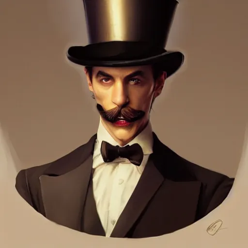 Image similar to hyper realistic dapper fancy luigi wearing a top hat, painted by greg rutkowski, wlop, artgerm