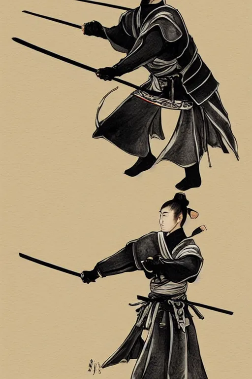 ArtStation - Drawing traditional Japanese poses: Kendo “sword