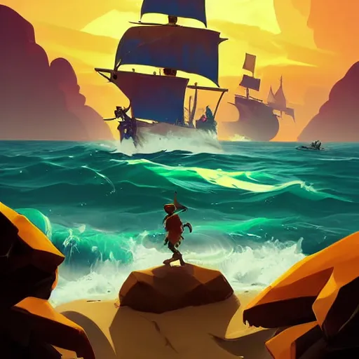 Image similar to painting treasure on sea of thieves game smooth median photoshop filter cutout vector, behance hd by jesper ejsing, by rhads, makoto shinkai and lois van baarle, ilya kuvshinov, rossdraws global illumination